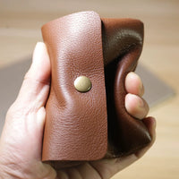 Men's Genuine Leather Mini Coin Purse with Double-Layer Buckle, Short Wallet for Cards and Change