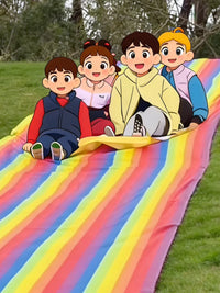 Kids Rainbow Grass Sliding Mat Outdoor Sensory Training Toy with Storage Bag and Ground Nails