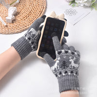 Christmas Reindeer Touchscreen Gloves for Men - Windproof Warm Knit Acrylic