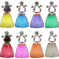Halloween Hawaiian Hula Skirt Costume Set with Garlands for Kids, 30cm Length