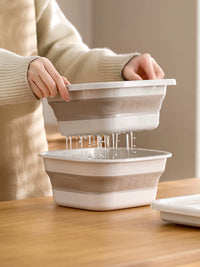 Collapsible Double-Layer Drain Basket Set for Kitchen & Camping - Large Capacity Fruit & Vegetable Washing Bowl