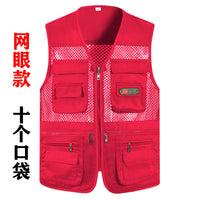 Men's Summer Mesh Multi-Pocket Quick Dry Vest for Hiking Fishing Photography