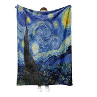 Vintage Oil Painting Print Flannel Blanket for Home, Nap, and Shawl - Thickened & Customizable