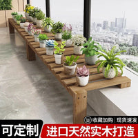 Solid Wood T-Shaped Plant Stand Bench for Indoor Outdoor Balcony Garden