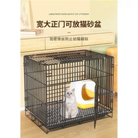 Indoor Multi-Tier Cat Cage with Litter Box, Large Space Cat House Pet Crate