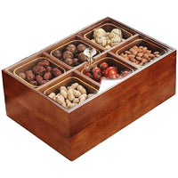 New Chinese Style Wooden Snack Box with Compartments for Living Room, Dried Fruit, Candy, and Nut Platter