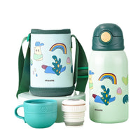 Little Bunny Kids Thermal Water Bottle with Straw for Boys and Girls, 316 Stainless Steel Temperature Display Cup for School and Kindergarten