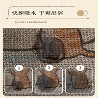 Cartoon Linen Diatomaceous Earth Bath Mat, Super Absorbent Quick Dry Non-Slip Floor Mat for Bathroom Entrance, Easy to Clean