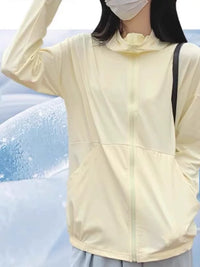 Women's Yellow Sun Protection Jacket Loose Thin Ice Silk Summer Casual Outerwear