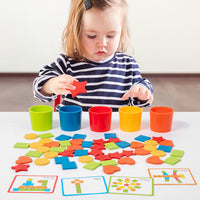 Geometric Shape & Color Sorting Cups Educational Toy for Early Learning