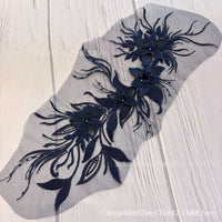 3D Floral Beaded Mesh Embroidery Lace Fabric for Wedding Dresses and Apparel