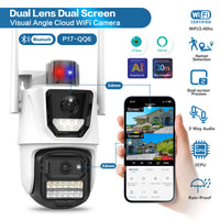 Dual-Lens PTZ WiFi Security Camera with Color Night Vision for Indoor/Outdoor Use