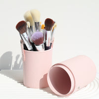 31-Piece Professional Makeup Brush Set with Pink PU Leather Bucket Bag