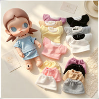 10cm Doll Clothes T-Shirt and Skirt Set for Cotton Dolls