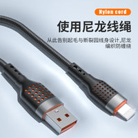 66W Fast Charging Braided Data Cable for Type-C, iPhone, and Micro USB Devices