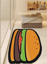 Cartoon Hamburger Diatomaceous Earth Bath Mat Non-Slip Absorbent Quick Dry for Bathroom Shower Room