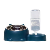 Pet Double Bowl with Automatic Water Dispenser, Elevated Stainless Steel Food and Water Bowls for Cats and Small Dogs