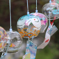 Japanese Style Glass Wind Chime with Rabbit Design, Creative Gift for Home Decor