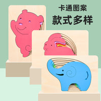 Montessori Wooden Animal Layered Puzzle for Kids, Educational Sensory Toy for Hand-Eye Coordination