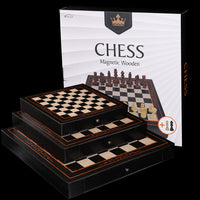 Wooden Chess Set with Folding Board, Portable Educational Board Game for Adults and Kids
