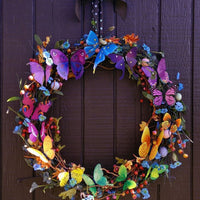 Artificial Butterfly Wreath for Easter Spring Decor, Door and Wall Hanging