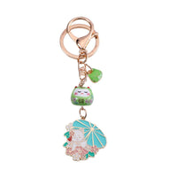 Japanese Cartoon Lucky Cat Keychain Alloy Car Key Ring Bag Charm Small Gift