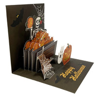 Halloween 3D Pop-Up Greeting Cards with Glitter and Gold Stamping for Parties and Messages