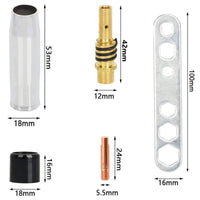 MB15AK 150 MIG Welding Torch Consumables Kit Nozzles Tips Shrouds Insulators