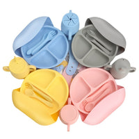 Baby Silicone Divided Suction Plate for Self-Feeding Infants and Toddlers, Food Grade One-Piece Kids Dinnerware