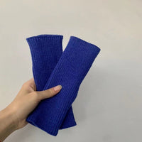 Korean Ins Style Winter Knitted Fingerless Gloves for Women, Thickened Warm Touchscreen Half-Finger Gloves