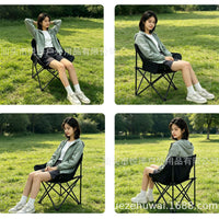 Portable Folding Camping Table and Chair Set with Moon Chairs and Roll-Up Table