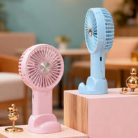 2026 Creative Handheld Mini Fan with Desktop Stand and Carabiner Clip, Portable USB Rechargeable for Outdoor Travel