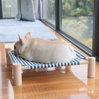 Pet Elevated Wooden Frame Bed for Cats and Small Dogs, Washable Fabric, All Seasons