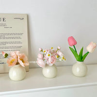 Ins Style Ceramic Vase with Faux Dried Flowers for Home and Office Decor