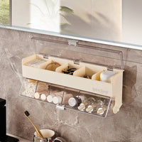 Wall-Mounted Cream Style Bathroom Storage Box with Dustproof Lid and Compartments for Socks