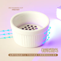 Ceramic Nail Art Brush Washing Cup with Lid and Wide Mouth, Multi-functional for Cleaning and Moisturizing Brushes