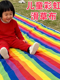 Kids Rainbow Grass Sliding Mat Outdoor Sensory Training Toy with Storage Bag and Ground Nails