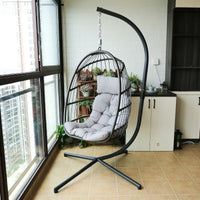 Detachable Rattan Wicker Swing Chair for Indoor Outdoor Patio Balcony Bedroom