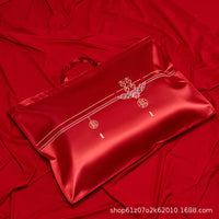 Wedding Quilt and Clothing Storage Bag, Large Capacity Thickened Red Festive Packaging
