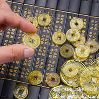 Zibo Liuli Five-Emperor Coin Yellow Crystal Ornament for Car Dashboard