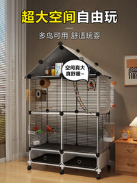 Large Parrot Breeding Cage with Anti-Splash Design and Wheels