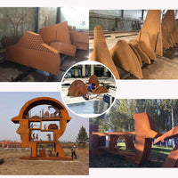 Weathering Steel Garden Edging Planter Box Acid-Resistant Curved Landscape Border