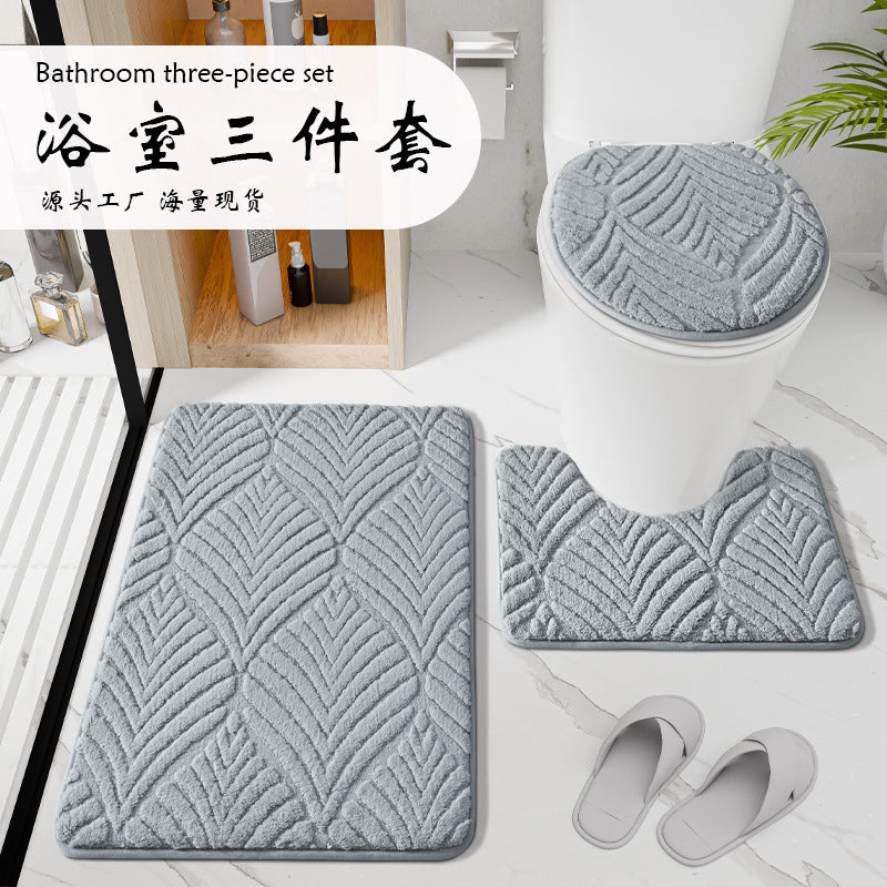 Super Soft Chenille Jacquard Non-Slip Bath Mat Set Absorbent Doormat for Bathroom Entryway