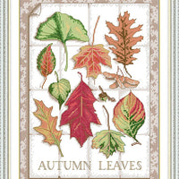 Joyful 99 Autumn Leaves Stamped Cross Stitch Kit, Small Landscape Maple Leaf DIY Embroidery Set
