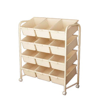 Kids' Toy Storage Organizer with Bookshelf and Rolling Cart, Multi-layer Floor-standing Storage Rack for Playroom and Bedroom