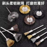 Mini Wire Brush Wheel Set for Rotary Tools, 3mm Shank, Polishing, Rust Removal, Wood Carving