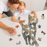Irregular Cat Group Wooden Jigsaw Puzzle for Adults, High Difficulty Stress Relief Creative Gift