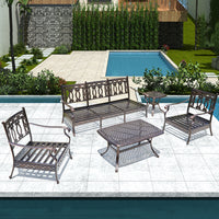 Outdoor Cast Aluminum Sofa and Coffee Table Set for Garden Patio Sunroom - Weatherproof and UV Resistant