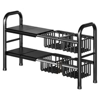 Adjustable Under-Sink Pot and Pan Organizer Rack for Kitchen Cabinets
