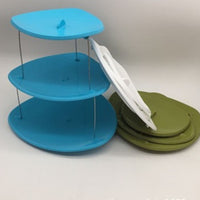 3-Tier Foldable Rotating Fruit Plate Cake Stand Dessert Tray